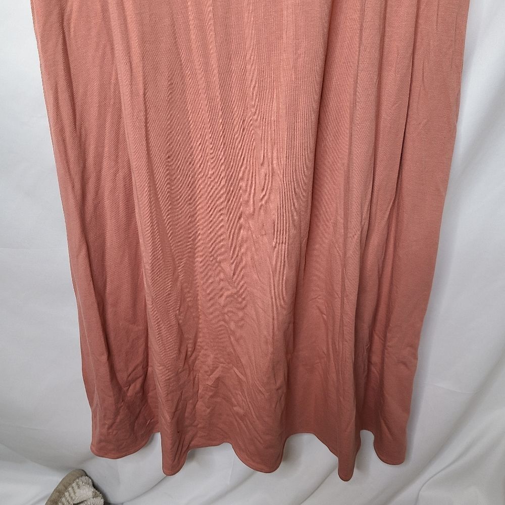 Soft Surroundings Dusty Pink With Black Lace‎ Maxi Dress with Cowl Neck sz M - Picture 2 of 6